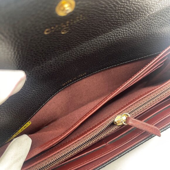 CHANEL CC Classic Caviar Flap Wallet Quilted Leather Chain Purse Black - Picture 11 of 14